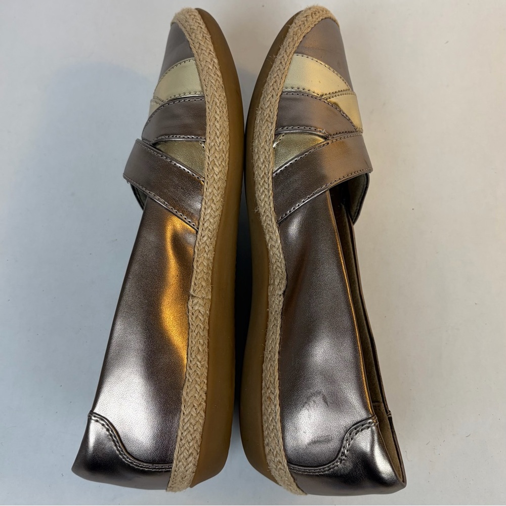 Clarks Collection Danelly Adira Metallic Espadrille Loafer Flats Pewter Gold 8.5 - Picture 8 of 15